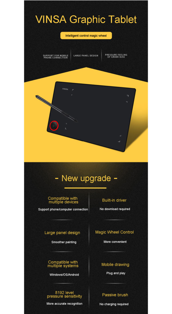 vinsa pen graphic tablet t606